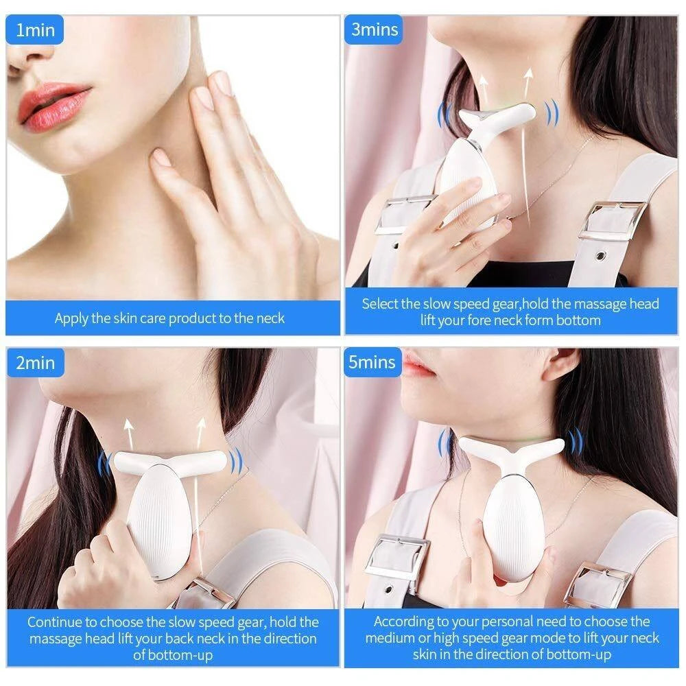 3 in 1 Face Massager Neck Facial Eye Massage Introducer Microcurrent Skin Rejuvenation 